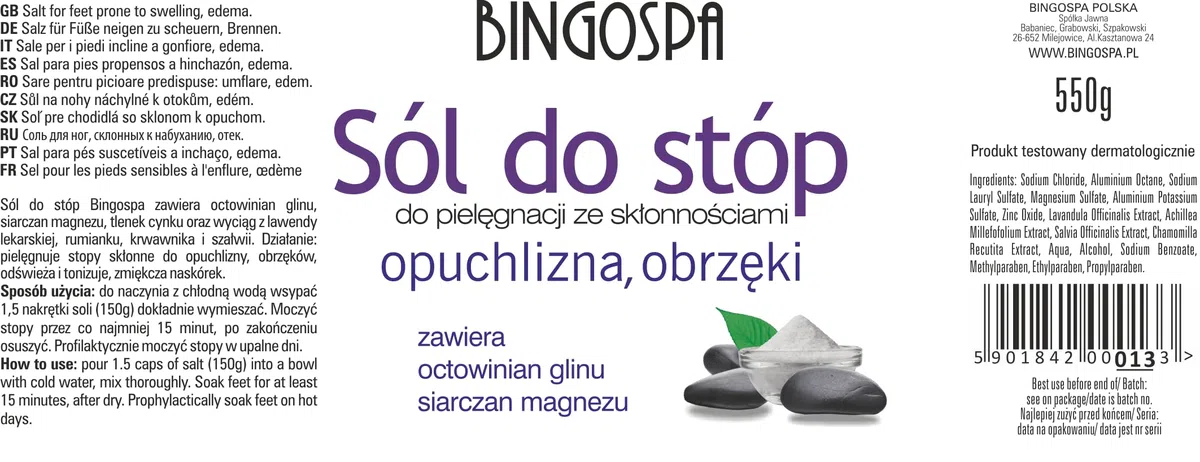 Sali da bagno per piedi dolorosi e dolenti inclini all'edema 550 g BINGOSPA