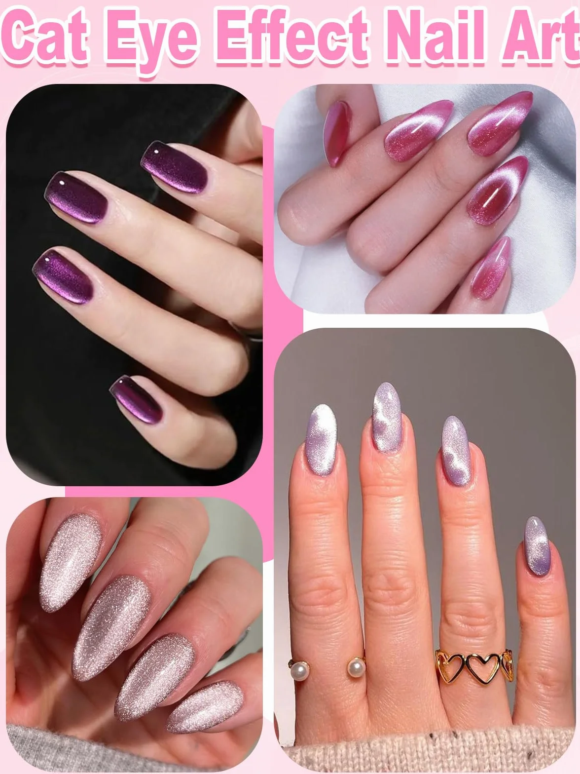 TOROKOM Set Magnetico Cat Eye 54PCS – Strumenti 3-in-1 per Nail Art con Smalto Gel – Kit Magneti per Effetti Occhio di Gatto & Disegni Creativi, Uso Casa & Salone (Set Multicolore)