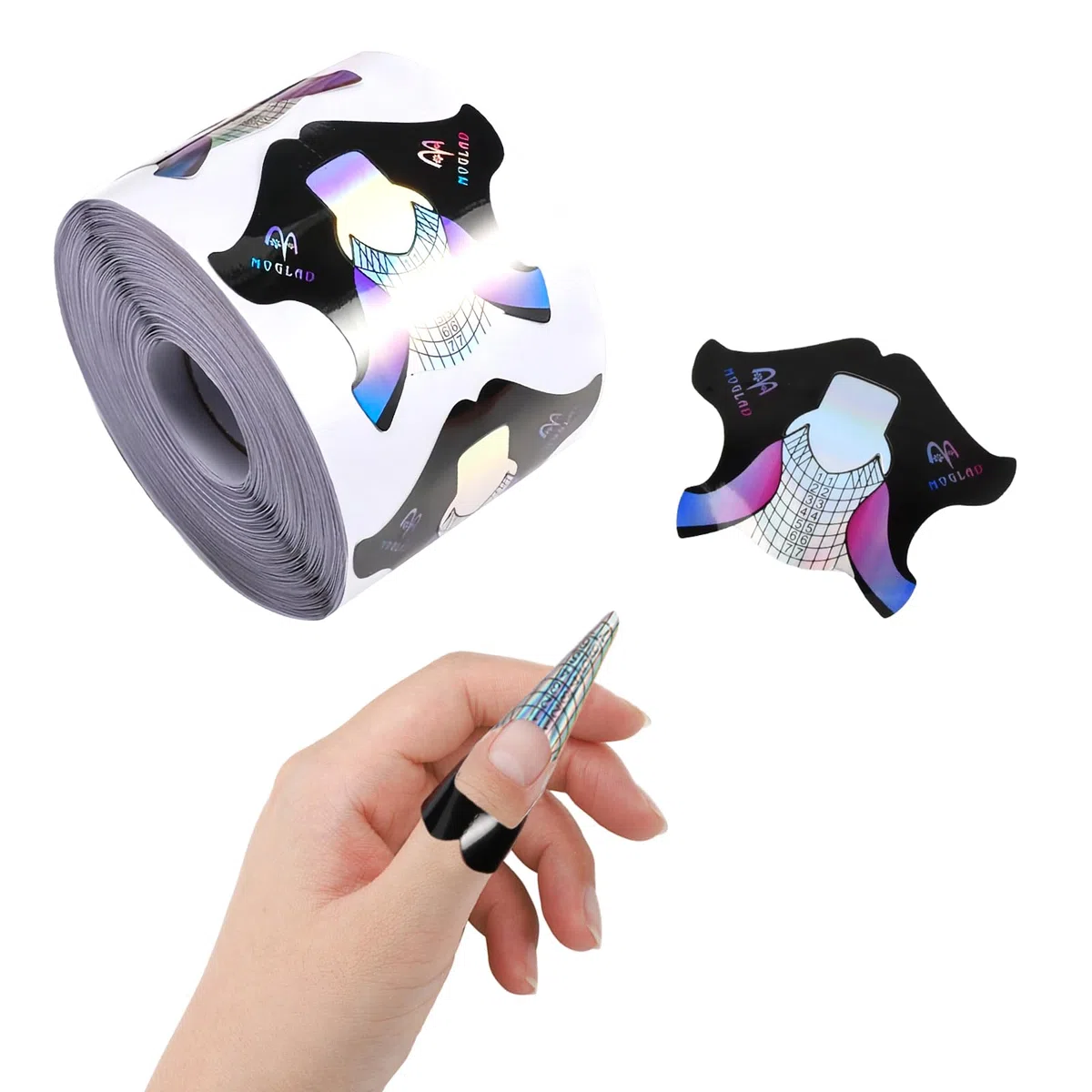 300 Pz Cartina per Unghia gel Nails Art, Rotolo Extension Model per UV, Autoadesivo Sagome per Unghie Gel Ricostruzione