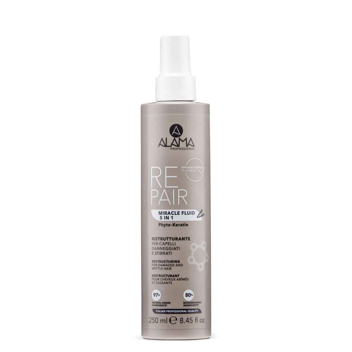 Alama Professional Kit Repair: Shampoo 500ml, Balsamo 300ml, Miracle Fluid 5 in 1 250ml