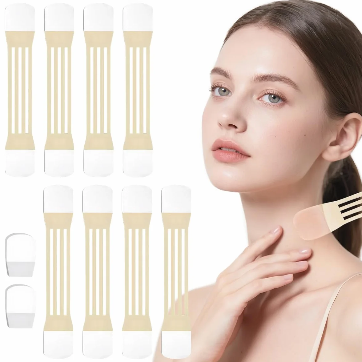 Set Face Lifting Tape Viso – Face Tape Viso Lifting Invisibile con 8 Bande Elastiche & 40 Adesivi | Maschera Collo, Zornesfalte Pflaster, Doppelkinn Entferner | Face Lift Tape Invisible Cerotti Viso