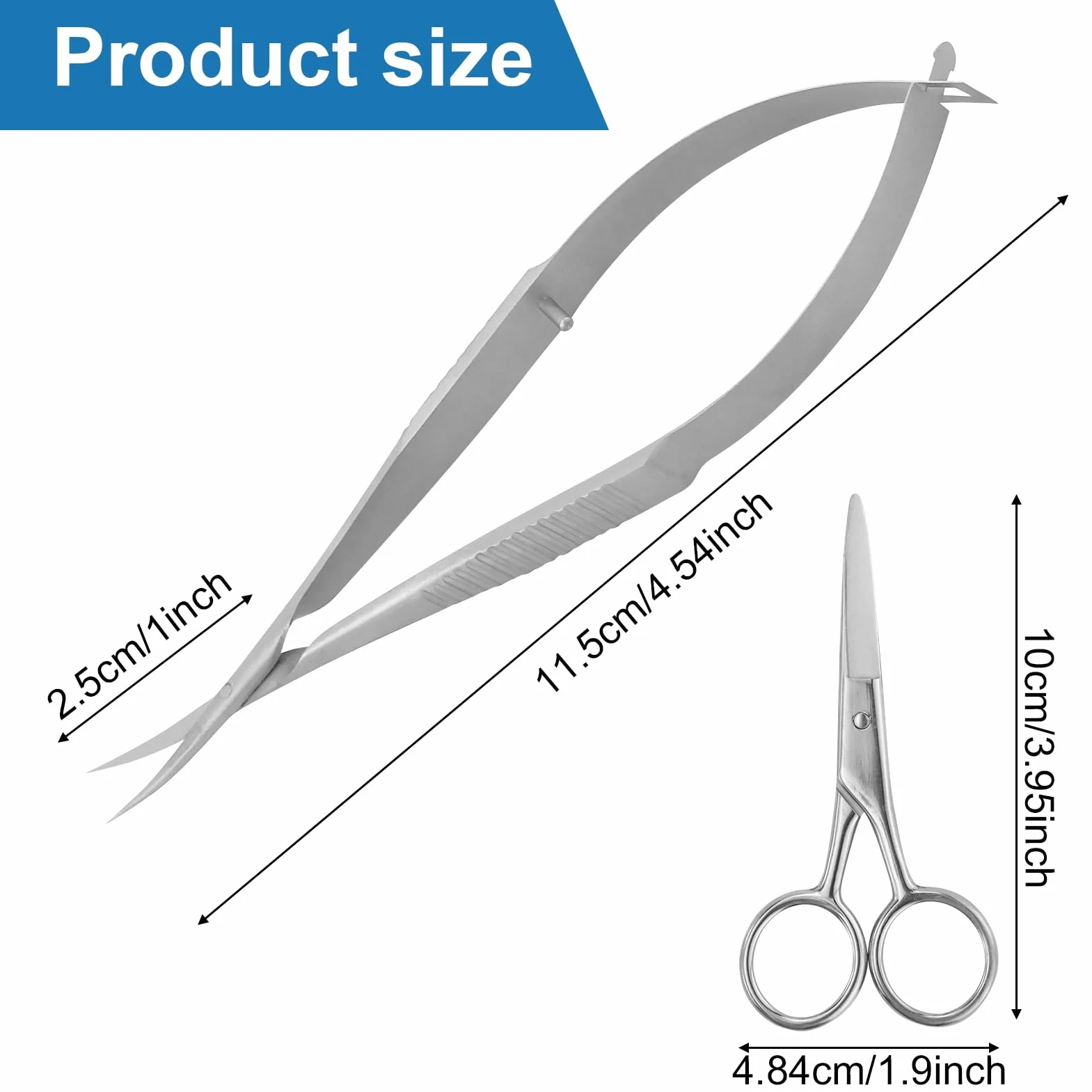 Forbici per cuticole Kit professionale extra fini, curve, professionali, precise e appuntite, per sopracciglia, ciglia, unghie e pelle secca, con 1 paio di piccole forbici