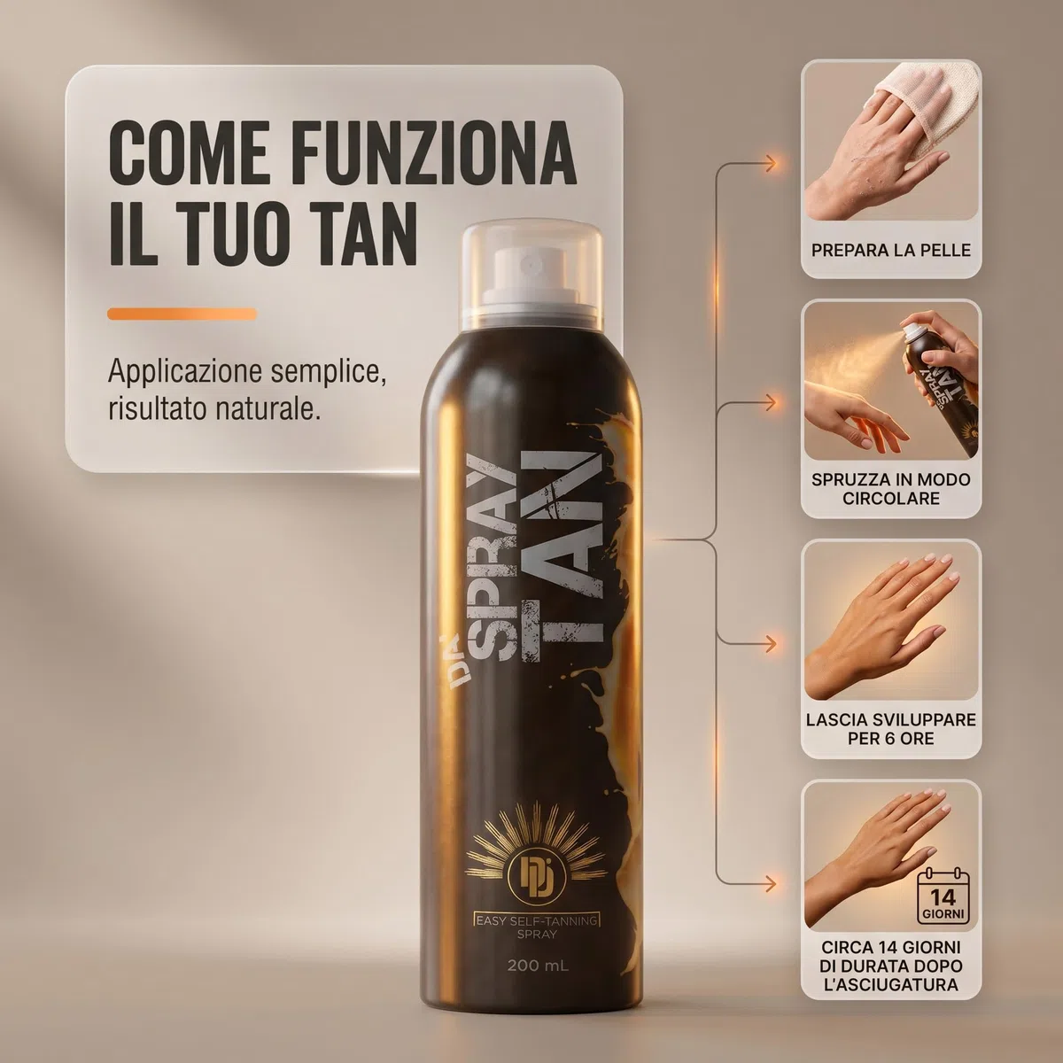 Da'Dude Da Spray Tan – Autoabbronzante Viso e Corpo, Abbronzatura Naturale, Spray a Rapida Asciugatura, Non Macchia, 200 ml