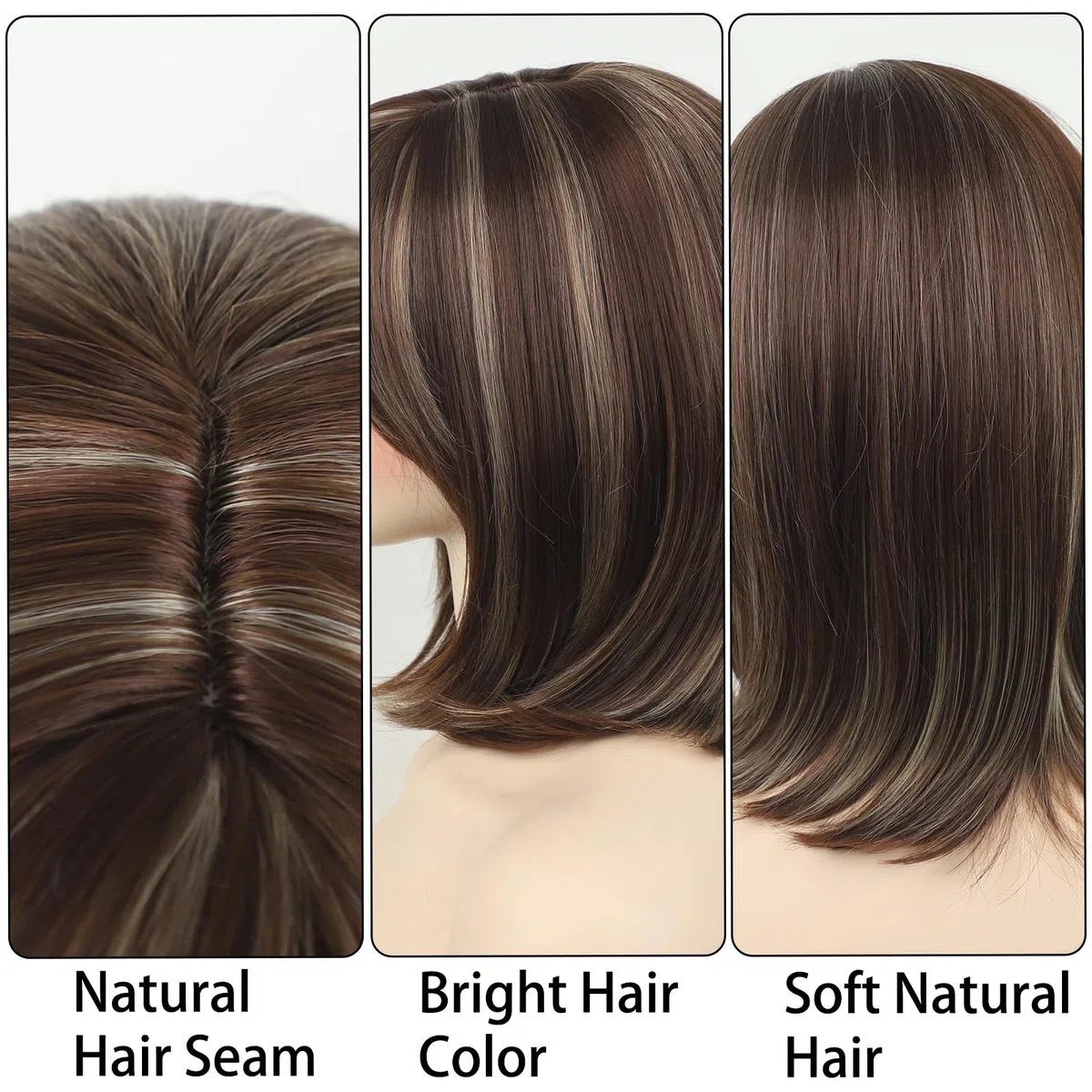 Parrucca Bionda Sintetica per Donna – Capelli Lisci a Lunghezza Media con Frangia, Fibra Resistente al Calore, Naturale e Confortevole per Uso Quotidiano, Feste e Cosplay