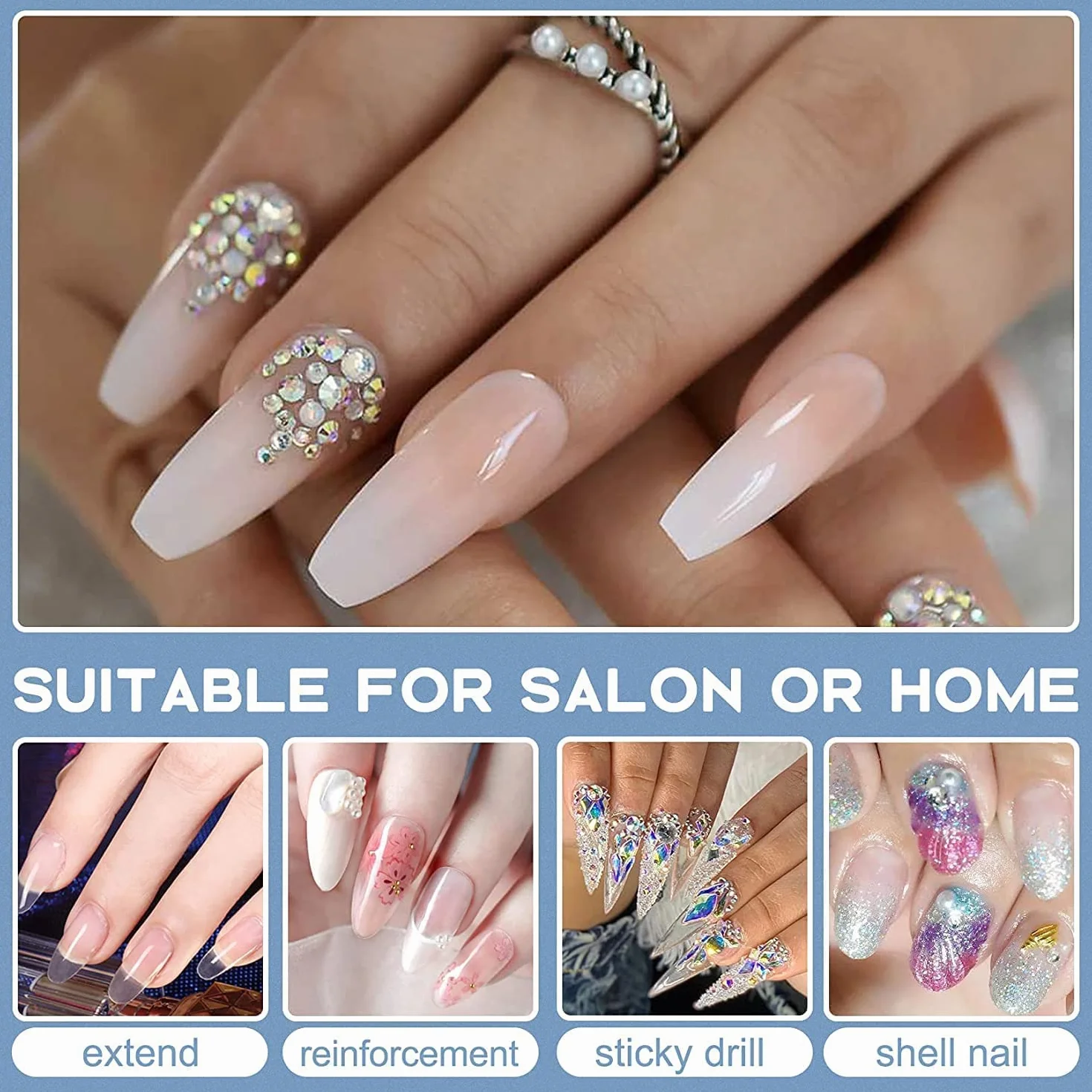 Morovan Slip Solution Anti-Stick per Estensioni Unghie Poly Gel con Pennelli, Clip Crystal Cup per Nail Art Kit Fai Da Te a Casa Trasparente