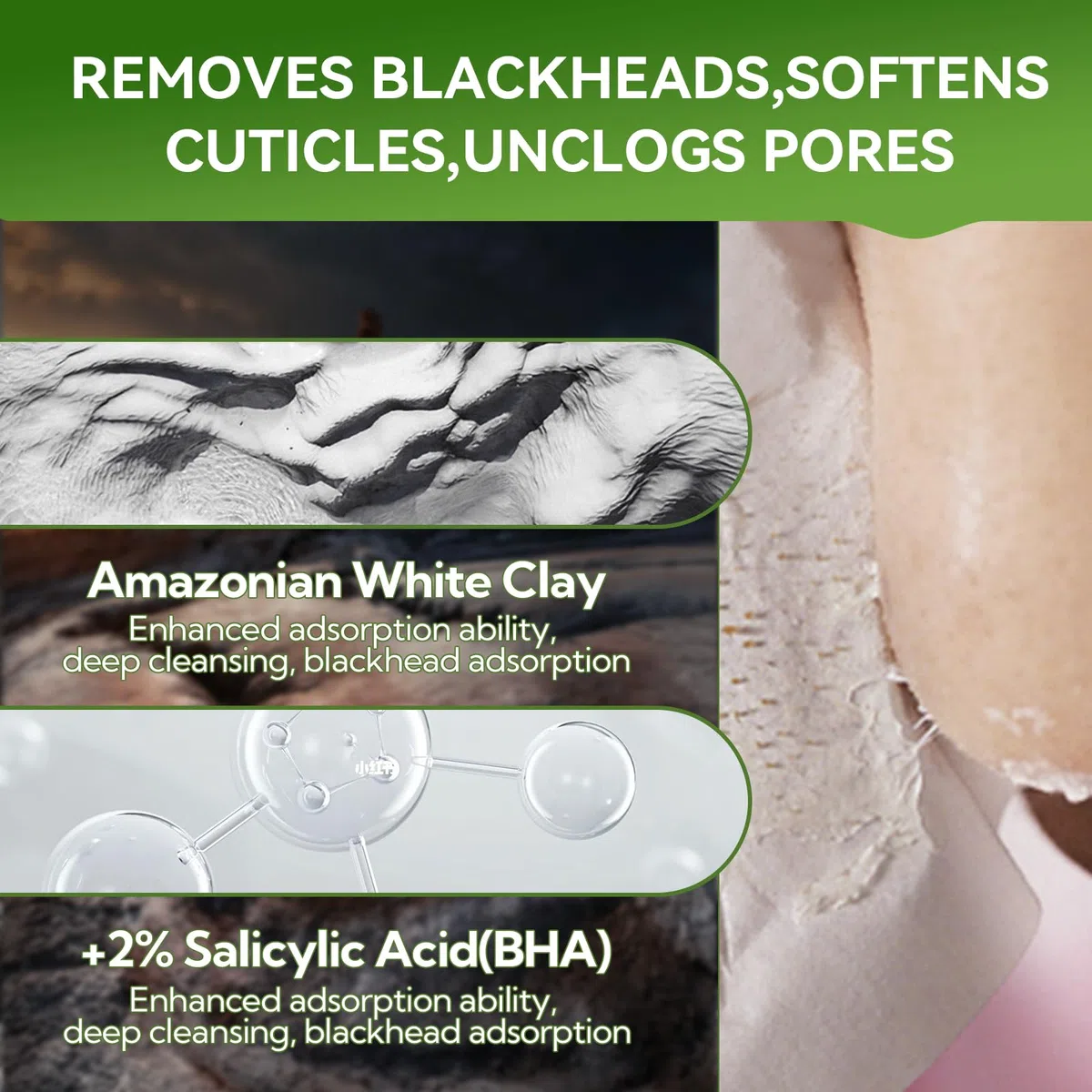 LANBENA Blackhead Remover Peel Off Mask - Rimuove i punti neri da viso e naso, 1,05 oz. Strisce per il naso per rimuovere i punti neri - 60 strisce