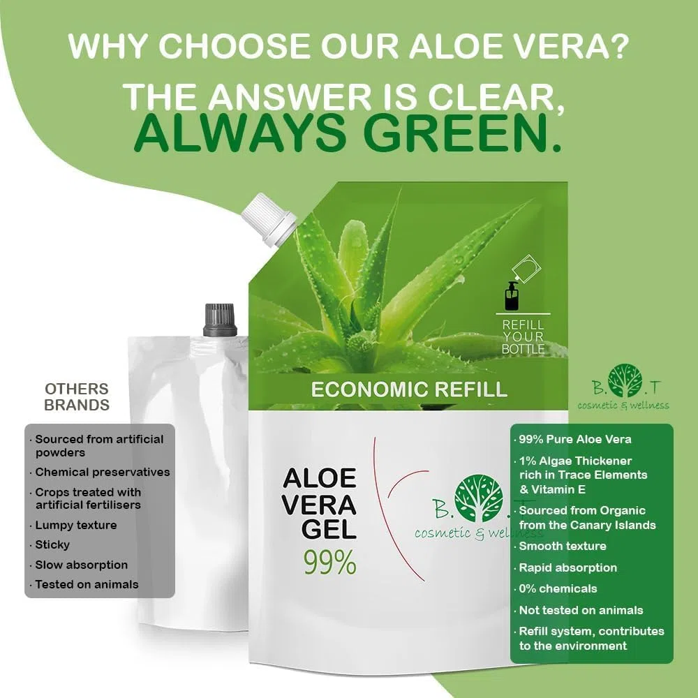 Aloe Vera Gel,100% Puro y Naturale, Biologico, Doposole, Rinfrescante, Scottature, Idratante, Corpo, Viso, Mani, Gel Capelli, Acne, Cicatrici, Post Depilazione, Dopobarba 500 ml