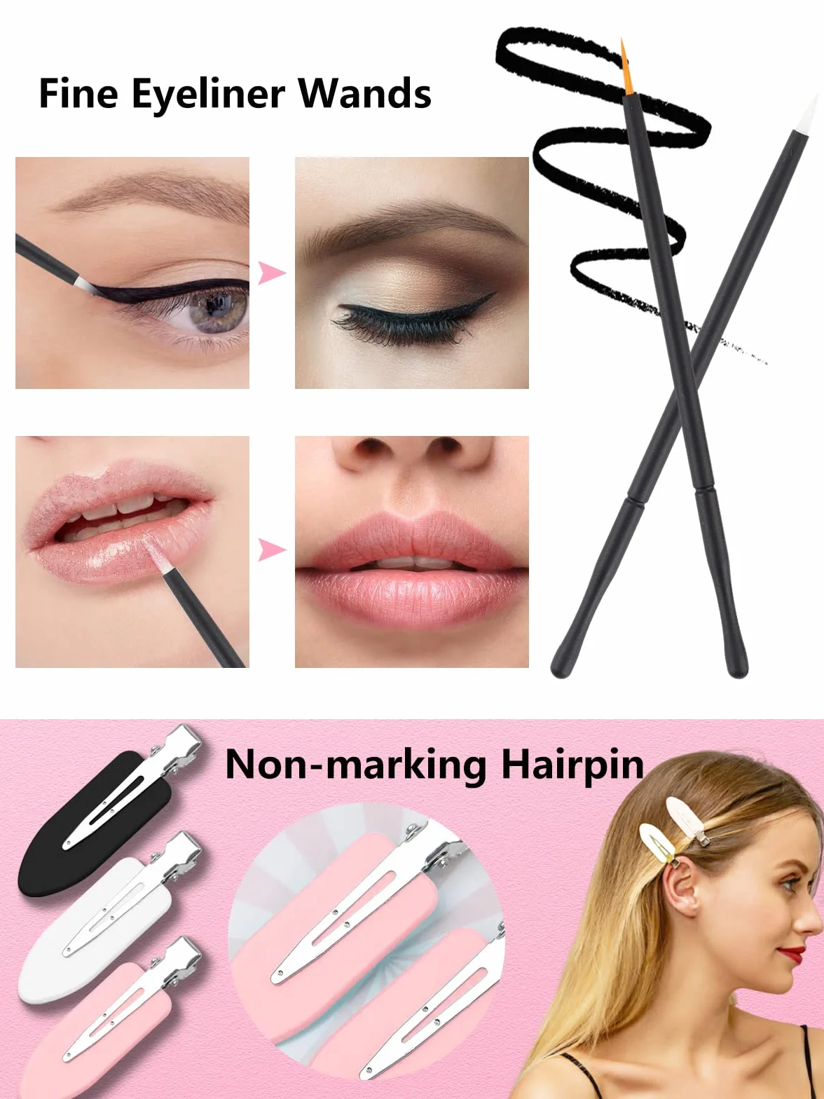 LIONVISON Applicatori di Trucco Usa e Getta, Palette di Miscelazione Trucco con Spatola e 262 PCS Pennello, Bacchette Mascara Lip Eyeliner Spazzole Capelli Clip
