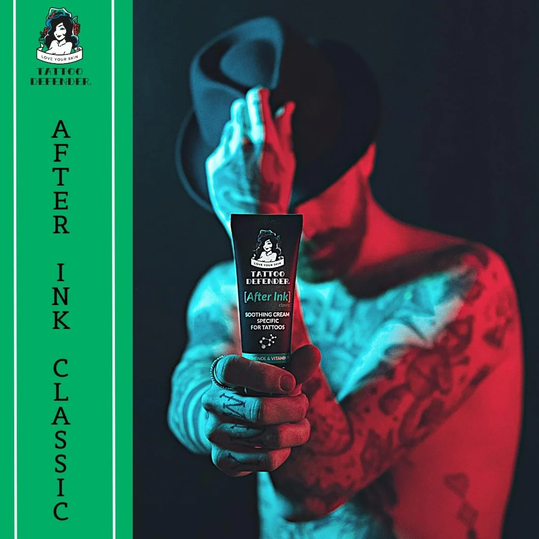 Tattoo Defender - After Ink Classic 50ml - Crema Lenitiva Ed Idratante Per La Cura E La Guarigione Dei Tatuaggi - Con Acido Ialuronico -Non Macchia E Non Unge - Dermatologicamente Testata